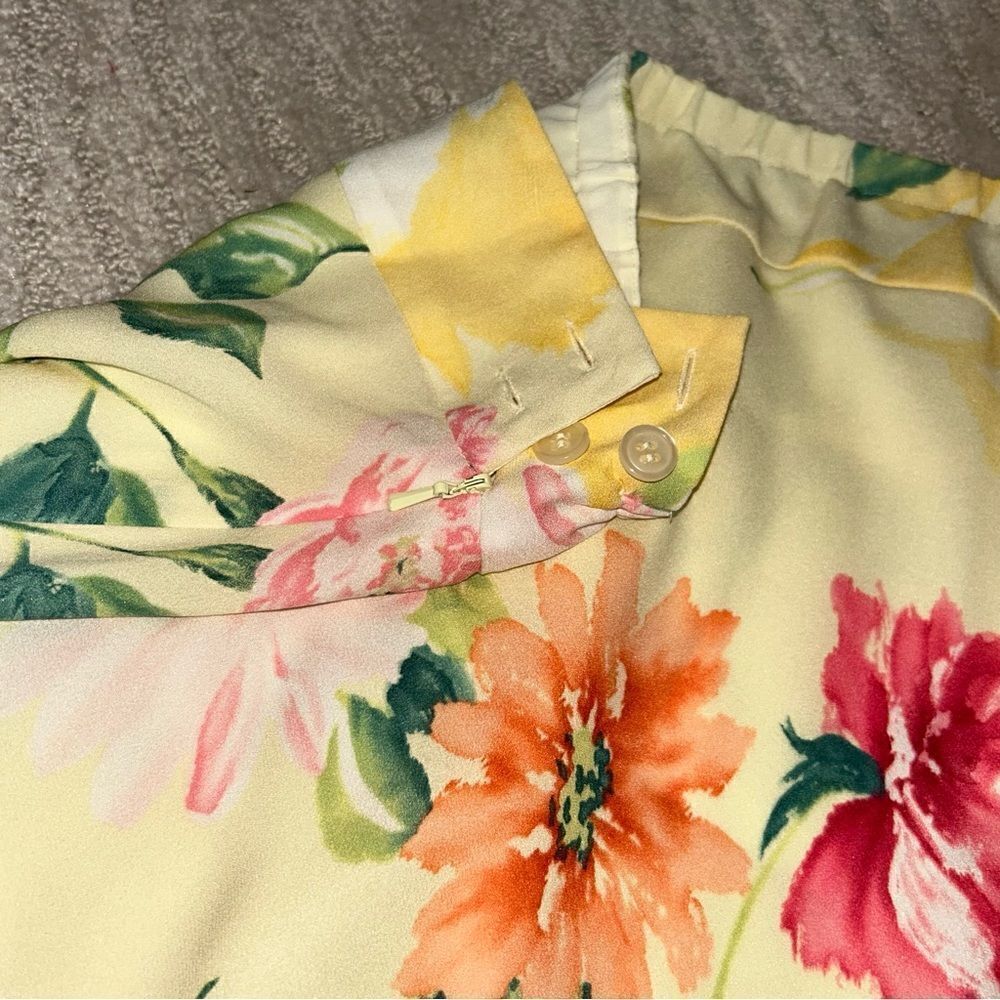 Talbots NWT Silk Yellow Floral Midi Skirt - Picture 3 of 5